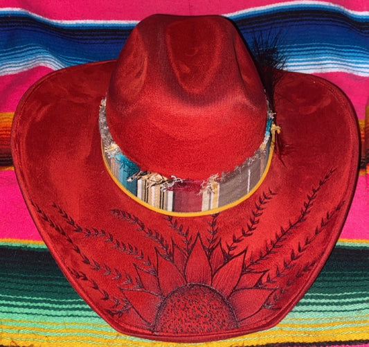 Large custom 🌻 cowboy suede hat