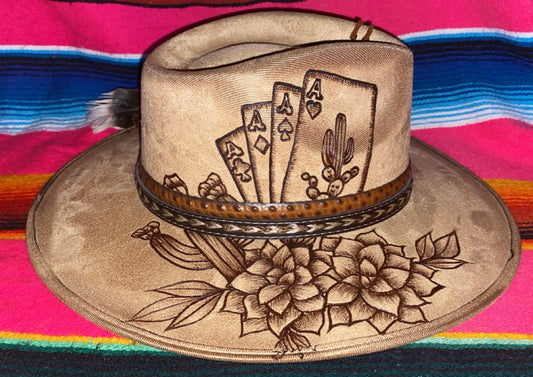 Custom “wild card” suede hat