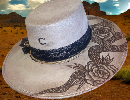 Burned Snake neutral floral flat top